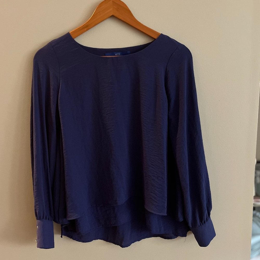 Blue Purple Long Sleeved Blouse